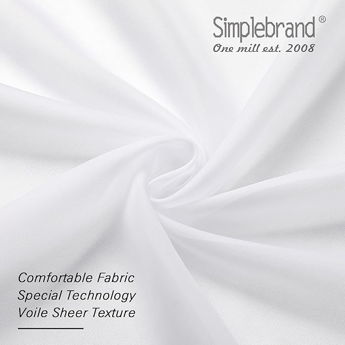 Simplebrand White Tier Curtains for Kitchen 24 Inches Long 2 PaSet, Rod Pocket Cafe Curtain Light Filtering Sheer Short Curtains for Bathroom/Basement Half Window 42 x 24 Inch, 2Pcs, White