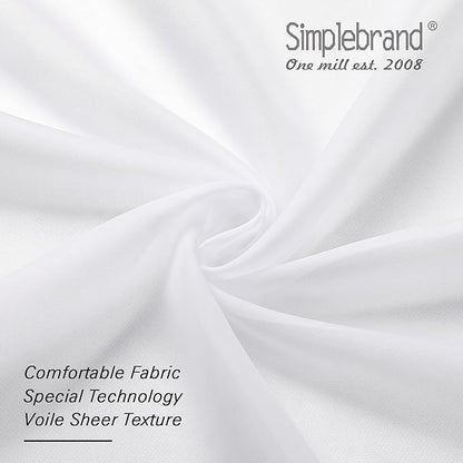 Simplebrand White Tier Curtains for Kitchen 24 Inches Long 2 PaSet, Rod Pocket Cafe Curtain Light Filtering Sheer Short Curtains for Bathroom/Basement Half Window 42 x 24 Inch, 2Pcs, White