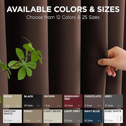 Joydeco Blackout Patio Sliding Door Curtains 96 Inches Long, Grommet Privacy Room Divider Curtains, Extra Wide Thermal Blackout Drapes for Bedroom Living Room (Chocolate, 70Wx96L, 1 Panel)