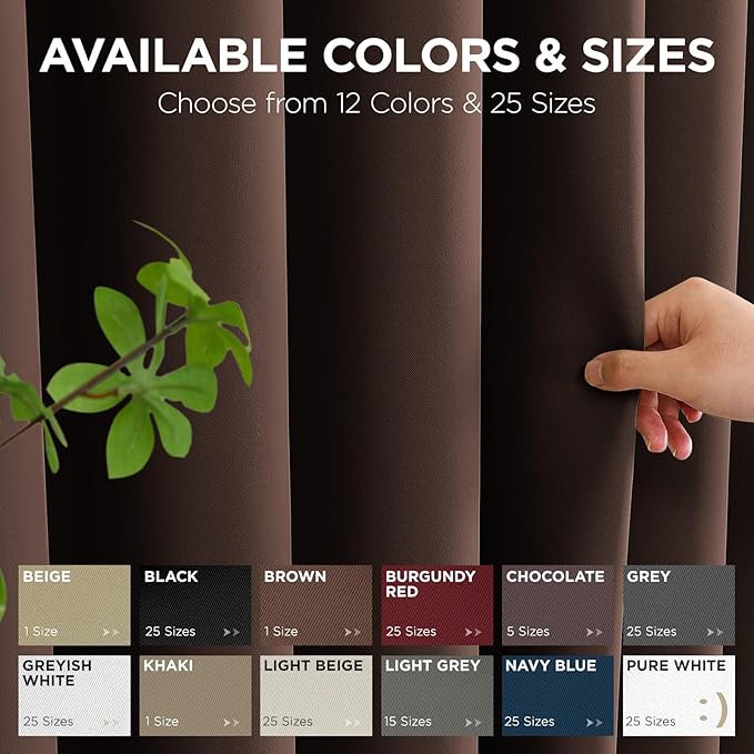 Joydeco Blackout Patio Sliding Door Curtains 90 Inches Long, Grommet Privacy Room Divider Curtains, Extra Wide Thermal Blackout Drapes for Bedroom Living Room (Chocolate, 70Wx90L, 1 Panel)