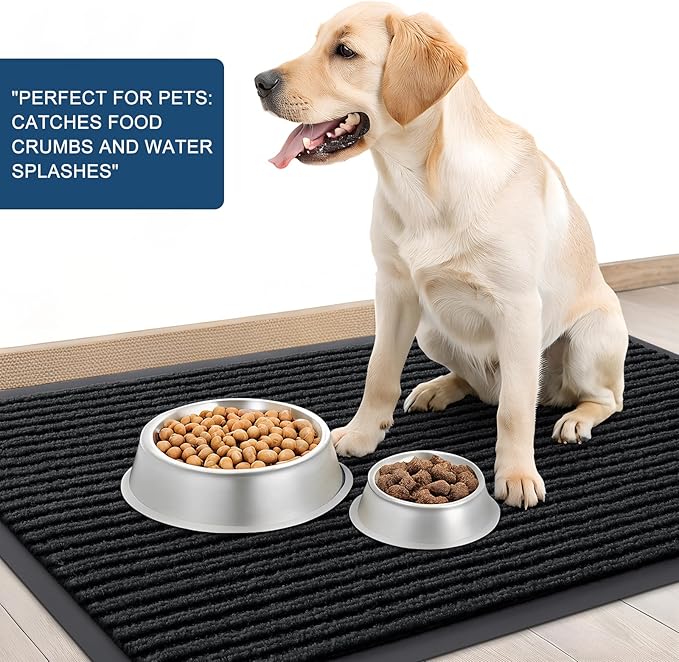 OLANLY Front Door Mat Indoor Outdoor Entrance, 2-Pack 47 x 32 Inch, Waterproof Heavy Duty Doormat, Fade Resistant, Low Profile, Easy Clean Patio Porch Welcome Floor Mats for Entry, Black