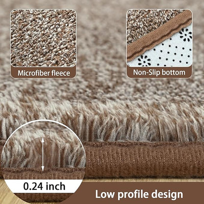 AROGAN Washable 2x10 Runner Rug for Hallway, Long Runner Rugs wtih Soft Memory Foam for Bedroom, Non Slip Backing Carpet Runners for Hallways, Kitchen, Bathroom, Entryway Home Decor, Matte Brown
