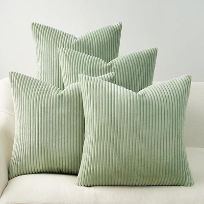 Topfinel Sage Green Decorative Throw Pillow Covers Set of 4,Soft Velvet Modern Double-Sided Designs Match Cushion Cases for Home Decor, Pillow Inserts Not Included (16x16 inch)