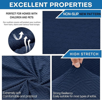 XINEAGE 2026 New 3 Pieces Couch Covers for 2 Cushion Sofa Super Stretch Loveseat Slipcover Pet Dog Universal Slip Cover Anti Slip Love Seat Furniture Protector (Navy Blue, 55"-69")