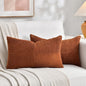 Fancy Homi 2 Packs Rust Lumbar Decorative Throw Pillow Covers 12x20 Inch for Couch Bed Sofa, Rustic Farmhouse Boho Home Decor, Soft Striped Corduroy Rectangle Accent Terracotta Cushion Case 30x50 cm