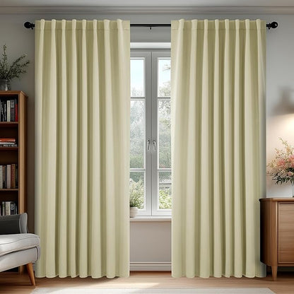 Deconovo Blackout Curtains, Thermal Insulated, W70 x L84 2 Panels, Back Tab, Machine Washable, Room-Darkening Drapes for Bedroom/Living Room Beige