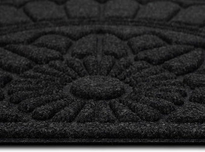 Mohawk Home Entryway Door Mat 2' X 3' All Weather Outdoor Non Slip Recycled Rubber Doormat, Rope Impressions Black