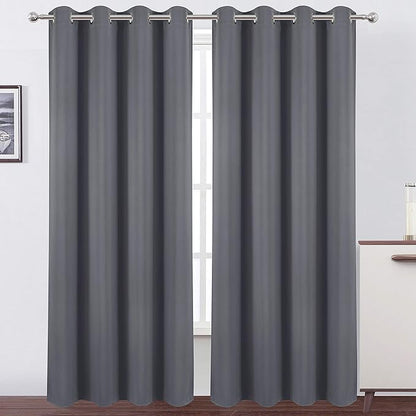 LEMOMO Grey Thermal Blackout Curtains/52 x 108 Inch/Set of 2 Panels Room Darkening Curtains for Bedroom