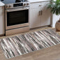Lansny Modern Abstract Runner Rug 2x5, Dark Light Brown White Washable Kitchen Runner Entryway Rug Mat Non-Slip Soft Hallway Rug Runner Thin Print Faux Wool Carpet for Bedroom Laundry Room Indoor
