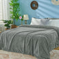 inhand Grey Fleece Queen Blanket for Bed, Super Soft Flannel Cozy Blankets for Adults, Lightweight Leaves Pattern Fuzzy Blanket for Office,Travel, Warm Plush Blankets for All Season, 90x90 Inches