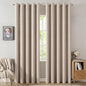 MIULEE 100% Blackout Linen Textured Curtains for Bedroom Solid Thermal Insulated Natural Beige Grommet Room Darkening Curtains & Drapes Luxury Decor for Living Room Nursery 62 x 96 Inch (2 Panels)