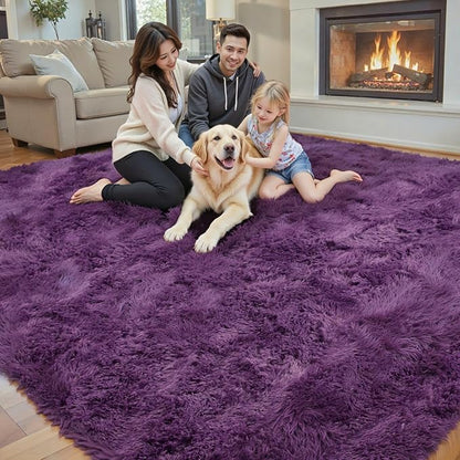 Rugs for Bedroom 4x6, Alfombras para Salas Shag Large Plush Soft Area Rug, Shaggy Carpets for Livingroom, Kids Boys Girls Home Decor Aesthetic(Grape Purple, 4 x 6)
