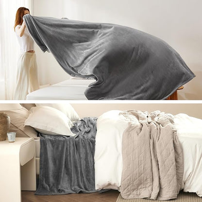 Bedsure GentleSoft Fleece Bed Blankets Large Size Grey - Soft Lightweight Fuzzy Cozy Luxury Oversized King Blanket Microfiber, Room Home Decor Gifts for Women and Men, 120x120 inches