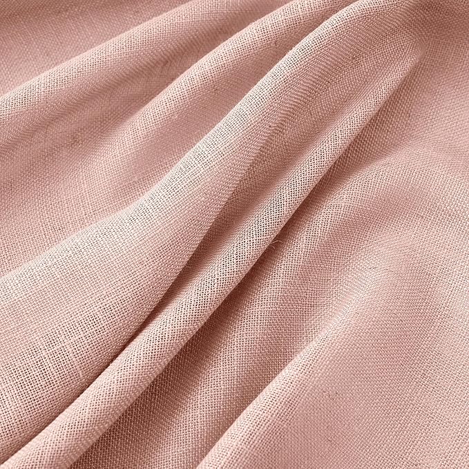 MIULEE Blush Pink Linen Curtains 108 Inches Long 2 Panels for Girls Bedroom Nursery, Soft Thick Linen Textured Window Drapes Semi Sheer Light Filtering Back Tab for Kids Living Room Light Pink Decor