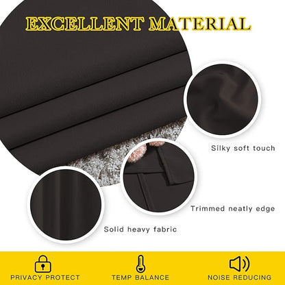 NICETOWN Bedroom Blackout Curtains and Drapes - Energy Smart Thermal Insulated Solid Grommet Blackout Draperies for Living Room (2 Panels, 52 inches x 72 inches, Toffee Brown)