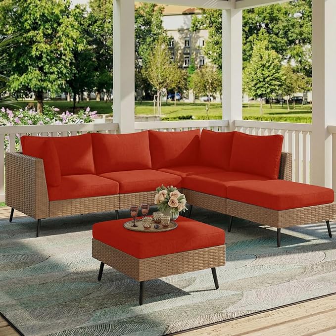 hyha Milk Silk Couch Cushion Covers, Soft Magic Sofa Covers Washable for 2 Cushion Couch, Stretch Sectional Outdoor Cushion Covers for Patio Furniture with Elastic Bottom(Medium, Rust)