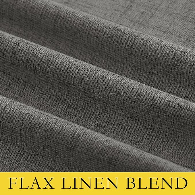 NICETOWN Grizzle Gray Vintage Linen 100% Blackout Curtains for Living Room, Thermal Insulated Curtains 108“ Long, Noise Reducing Window Treatment Drapes for Home Office, 62" Wide Per Panel, Set of 2