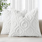 decorUhome Throw Pillow Covers 16x16 Inch Set of 2, Soft Plush Faux Wool White Solid Couch Pillow Covers, Accent Farmhouse Neutral Square Pillow Cases for Sofa Bed Living Room