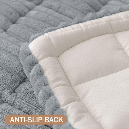 Smiry Couch Cover for Dogs Washable, Non Slip Fuzzy Pet Couch Covers for 3 Cushion Sofa Pet Friendly, Thick Soft Sofa Slipcovers Cushion Protector (Grey, 27.6" x 70.9")