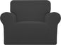 Easy-Going Stretch Oversized Chair Sofa Slipcover 1-Piece Couch Sofa Cover Furniture Protector Soft with Elastic Bottom for Kids Spandex Jacquard Fabric Small Checks Dark Gray