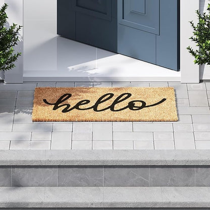 Barnyard Designs Doormat Welcome Mat for Outdoors, Large Front Door Entrance Mat, Brown (Hello, 30x17)
