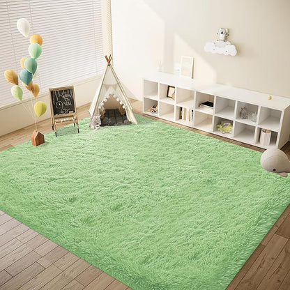 6x9 Area Rug for Living Room: Fluffy Shag Soft Washable Rugs Large Fuzzy Plush Indoor Carpet for Bedroom Nursery Playroom Kids Girls Boys Room (Sage Green, 6'x9')