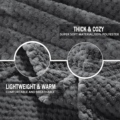 Exclusivo Mezcla Fleece Bed Blanket King Size, Super Soft and Warm Blankets for Couch, Sofa and Bed Waffle Textured, Cozy, Fuzzy and Lightweight (Dark Grey, 90x104 Inches)