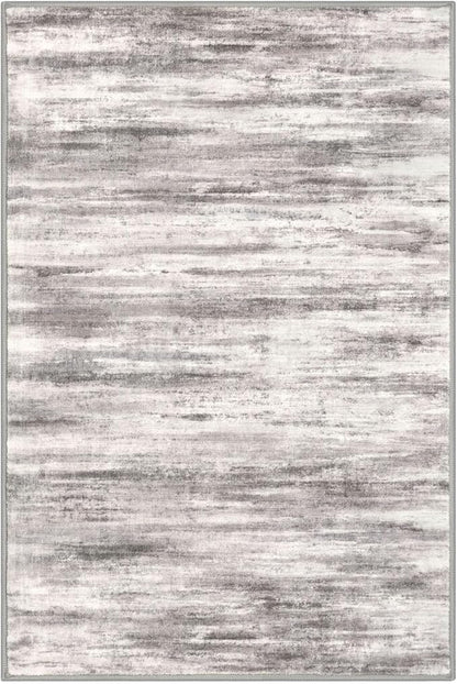 KOZYFLY Modern Abstract Small Area Rugs 2x3, Washable Kitchen Rug Non-Slip Soft Small Bathroom Rug, Grey/Light Beige/Brown Striped Entryway Rugs Abstract Print Faux Wool Doormat