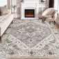 SERISSA Boho 8x10 Area Rugs, Washable Vintage Large Living Room Rug Non-Slip, Ultra Soft Oriental Print Distressed Farmhouse Earth Tone Carpet for Dining Room Bedroom Dorm Office Home Decor