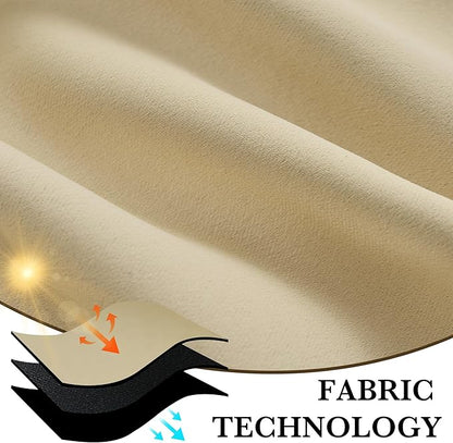 RYB HOME Bedroom Blackout Curtains 72 inches Long, 100% Blackout Thermal Insulated Noise Reducing Curtains for Living Room Nursury, 62 inches Wide by 72 inches Long, Biscotti Beige