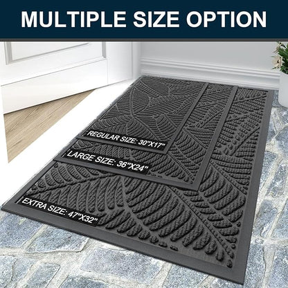 Colorxy Waterproof Doormat, Sturdy Natural Rubber Front Indoor Mat, Non Slip Low Profile Indoor Outdoor Door Mats, Stain and Fade Resistant Floor Mat, Easy Clean Patio Entry Mat, 71''x23'', Light Grey