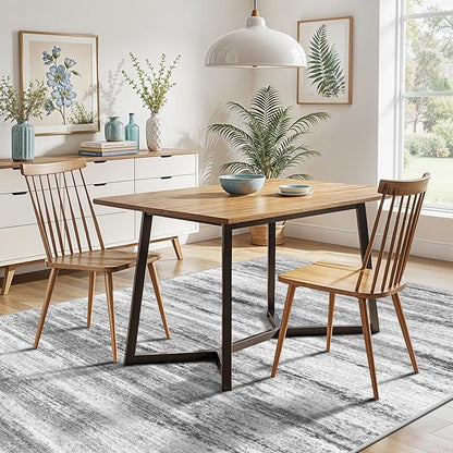 5x7 Area Rug for Living Room: Non-Slip Washable Rugs for Dining Room Bedroom Study Home Office - Easy-to-Clean Stain and Water Resistant Carpet - Soft Low-Pile Mat Grey