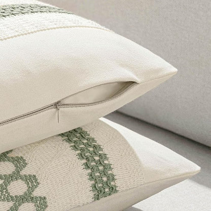 MIULEE Set of 2 Sage Green Boho Decorative Pillow Covers 24x24 Inch Farmhouse Rustic Couch Throw Pillows Modern Summer Cotton Cushion Covers Retro Cute Macrame Woven Spring Decor for Bed Sofa Chair