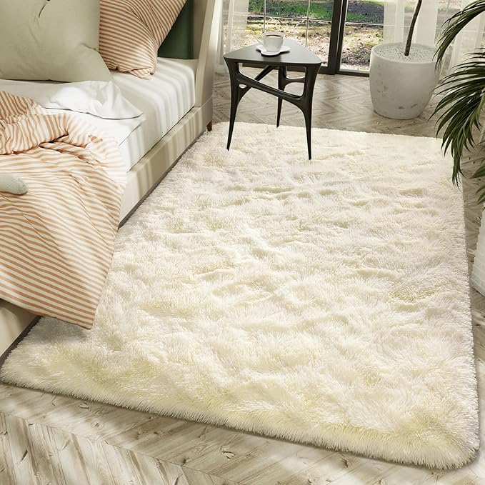 LOCHAS Ultra Soft Indoor Modern Area Rugs Fluffy Living Room Carpets for Children Bedroom Home Decor Nursery Rug 2x3 Feet, Light Champagne