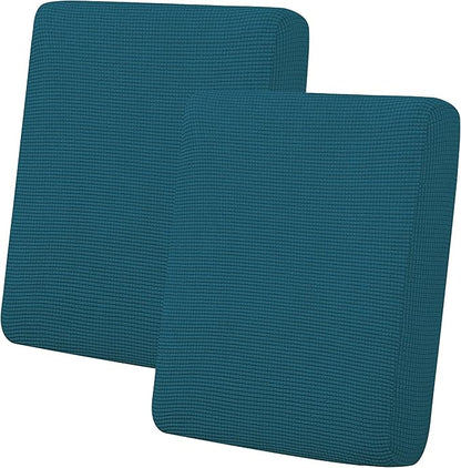 Easy-Going Stretch Individual Loveseat Couch Cushion Cover Sofa Cushion Furniture Protector Sofa slipcover Soft Flexibility with Elastic Bottom (2-Piece Loveseat Cushion Cover, Peacock Blue)