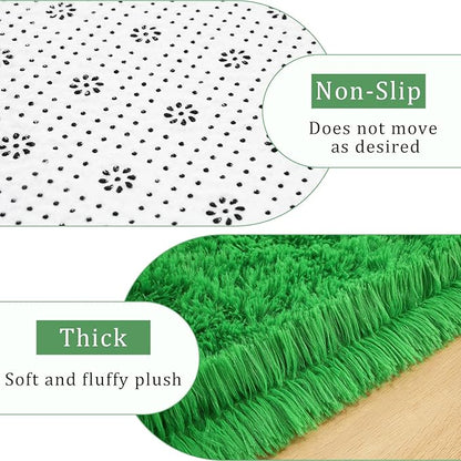 Amearea Premium Soft Fluffy Rug Modern Shag Carpet, Fuzzy Shaggy Rugs for Bedroom Living Room Teen Apartment Decor, Comfortable Indoor Furry Dorm Carpets, Green 5x7.5 Feet