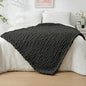 Bigacogo Chunky Knit Throw Blanket for Couch, 40x60 inches, 100% Hand Knitted with Thick Jumbo Chenille Yarn, Cozy Soft Large Rope Knot Cable Crochet Blankets for Sofa Bed Living Room, Dark Grey