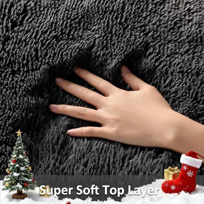 Ophanie 3x5 Black Rugs for College Dorm, Bedroom Small Area Rug, Non-Slip Fluffy Shaggy Bedside Soft Shag Fuzzy Plush Carpet for Kids Boys Teen Home Decor Aesthetic, Nursery