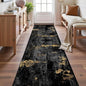 Washable Area Rugs 2'x10' Non-Slip Modern Abstract Soft for Living Room Entryway Bedroom Nursery, Print Pattern, Dark Black Gold
