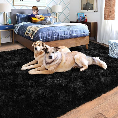Rugs for Living Room 5x7, Soft Shaggy Modern Shag Black Area Rug for Bedroom, Upgrade Non-Slip Plush Fluffy Carpet for Kids Boys Girls Room Home Decor Aesthetic