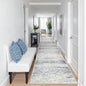 Long Hallway Runner Rug- Carpet Runners for Hallway 12ft, Anti Slip Backing Washable Rug Runner for Entrance, Living Room, Soft Low Pile Modern Rug Runner(2'x12', Blue/Brown/Ivory)