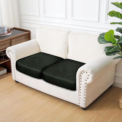 Leather Look Couch Cushion Covers Sofa Seat Slipcovers Sets Couches Furniture Protector for Sectional Armchair Loveseat Pets Kids Stretch Spandex Fabric (2 Cushion Loveseat, Army Green)