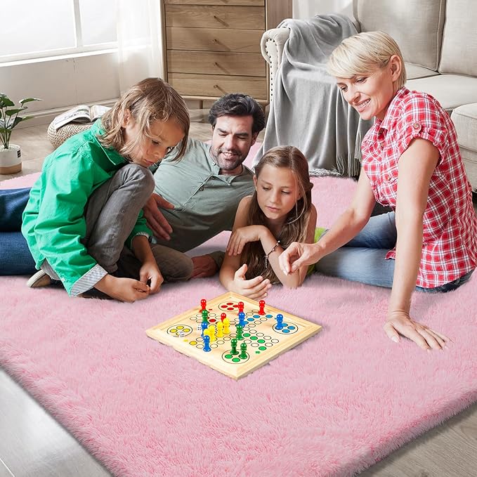 Shag Area Rugs for Bedroom Living Room,Ultra Soft Fluffy Area Rugs for Dorm,Indoor Carpet Nursery Rugs for Kids Girls Room Home Decor (Pink, 8x10 Feet)