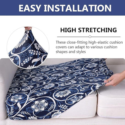 hyha Printed Couch Cushion Covers, Floral Sofa Covers Washable for Cushion Couch, Stretch Pattern Outdoor Cushion Covers for Patio Furniture with Elastic Bottom(Small, Baroque)
