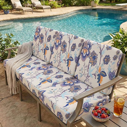 hyha Printed Couch Cushion Covers, Floral Sofa Covers Washable for 3 Cushion Couch, Stretch Pattern Outdoor Cushion Covers for Patio Furniture with Elastic Bottom(3 Packs, Vintage Flower)