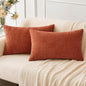 MIULEE Pack of 2 Couch Throw Pillow Covers 12x20 Inch Soft Burnt Orange Chenille Lumbar Pillow Covers for Sofa Living Room Solid Dyed Cases