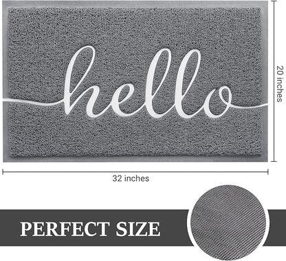 BeneathYourFeet Door Mat (32"x20",Grey), Welcome Mat Low Profile Front Doormat Indoor Outdoor Door Non Slip Rugs for Entryway, Patio, High Traffic Areas