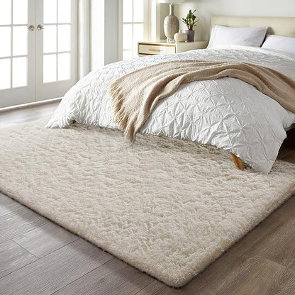 Ophanie 5x7 Area Rugs for Living Room Ivory, Fluffy Shag Large Fuzzy Plush Soft Rug, Shaggy Floor Big Carpets for Bedroom Nursery, Kids Home Decor Aesthetic