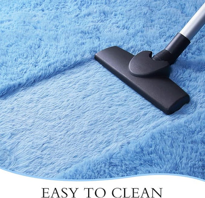 Chicrug Soft Runner Rug for Bedroom Living Room Plush Fluffy Rug 2x4 Feet, Shag Furry Runner Rug Carpet Non Shedding for Nursery Children Kids Girls Room Home Decorative, Cobalt Blue