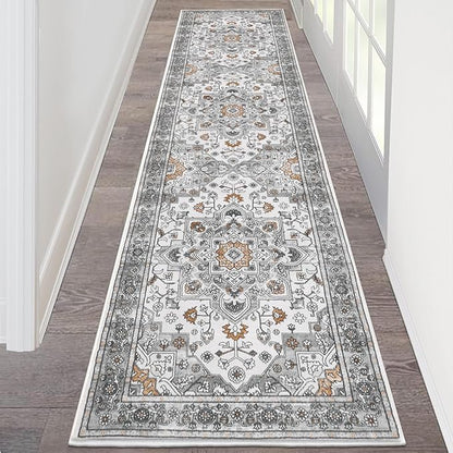 HEBE Hallway Runner Rug 2'x8' Washable Vintage Distressed Area Rugs Non Slip Laundry Rug Runner Boho Floor Carpet Runners for Hallways Entryway Laundry Room Kitchen Bathroom